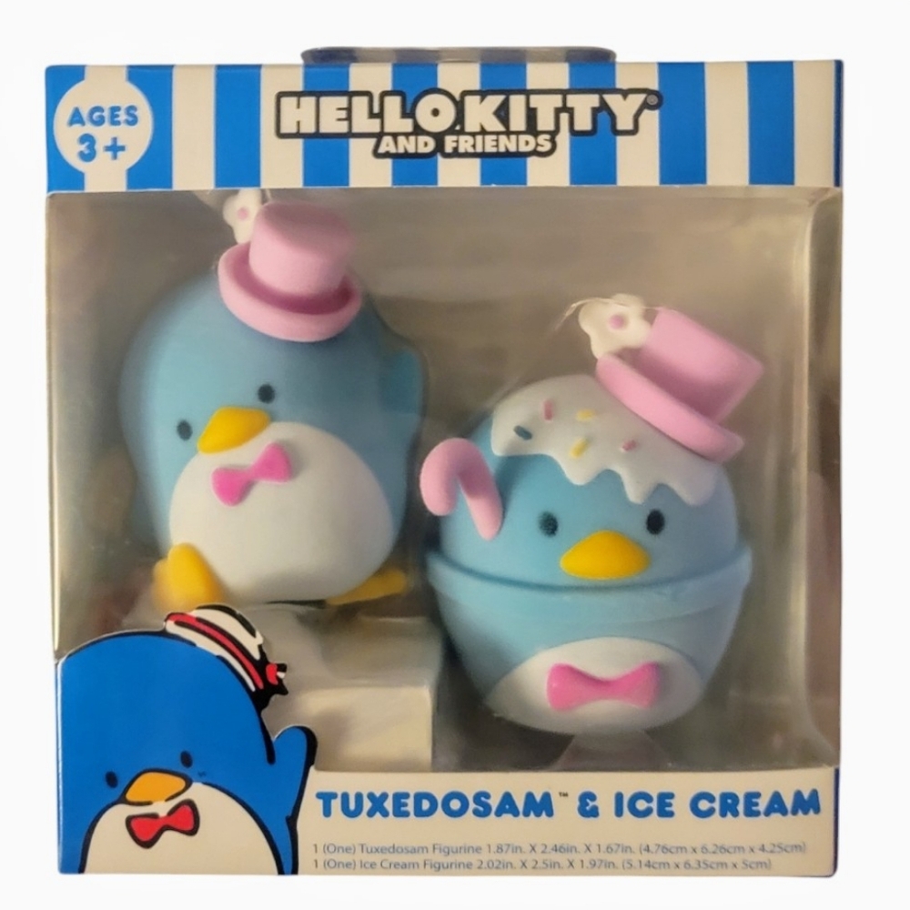 NIB Collectible Hello Kitty & Friends Tuxedosam & Ice Cream Figurines Flocked 3+